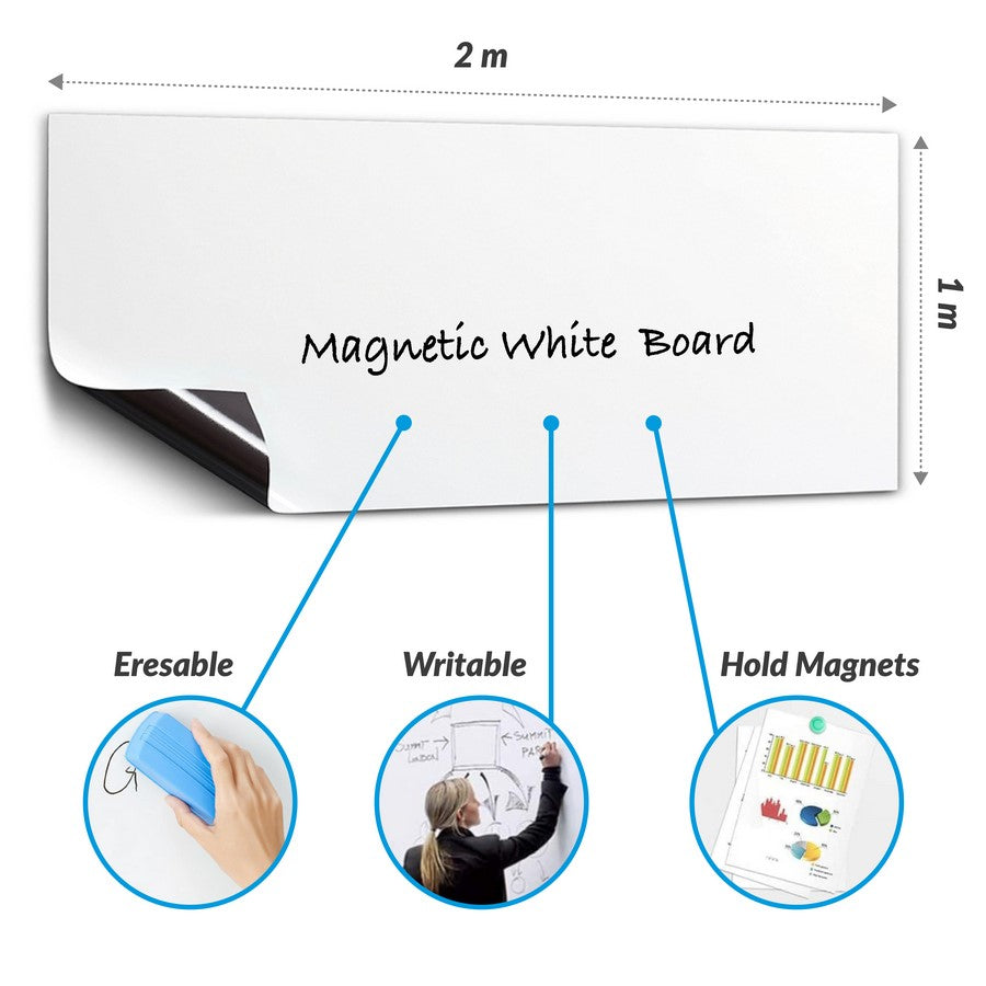 Magnetic whiteboard 2x1m